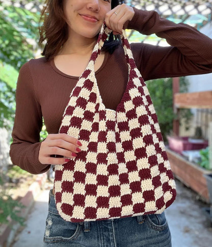 Crochet Checkered Tote Bag Pattern | PDF Pattern & Tutorial