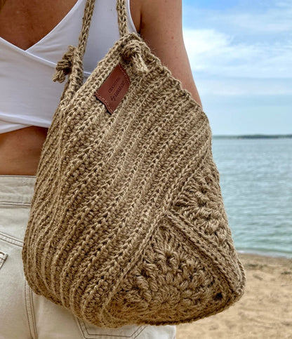 Jute Tote Bag Crochet Pattern - Instant download PDF