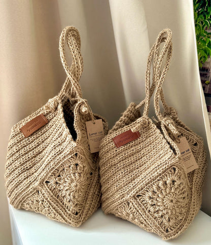 Jute Tote Bag Crochet Pattern - Instant download PDF