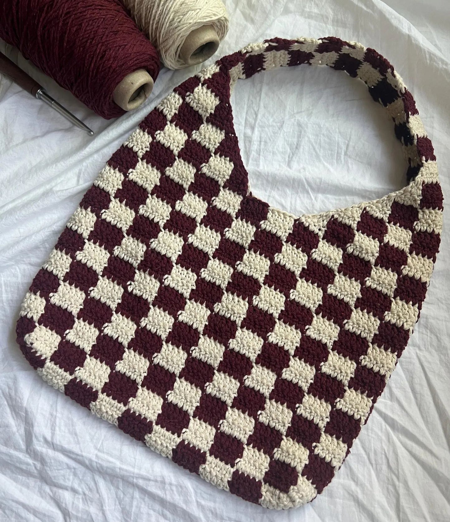 Crochet Checkered Tote Bag Pattern | PDF Pattern & Tutorial