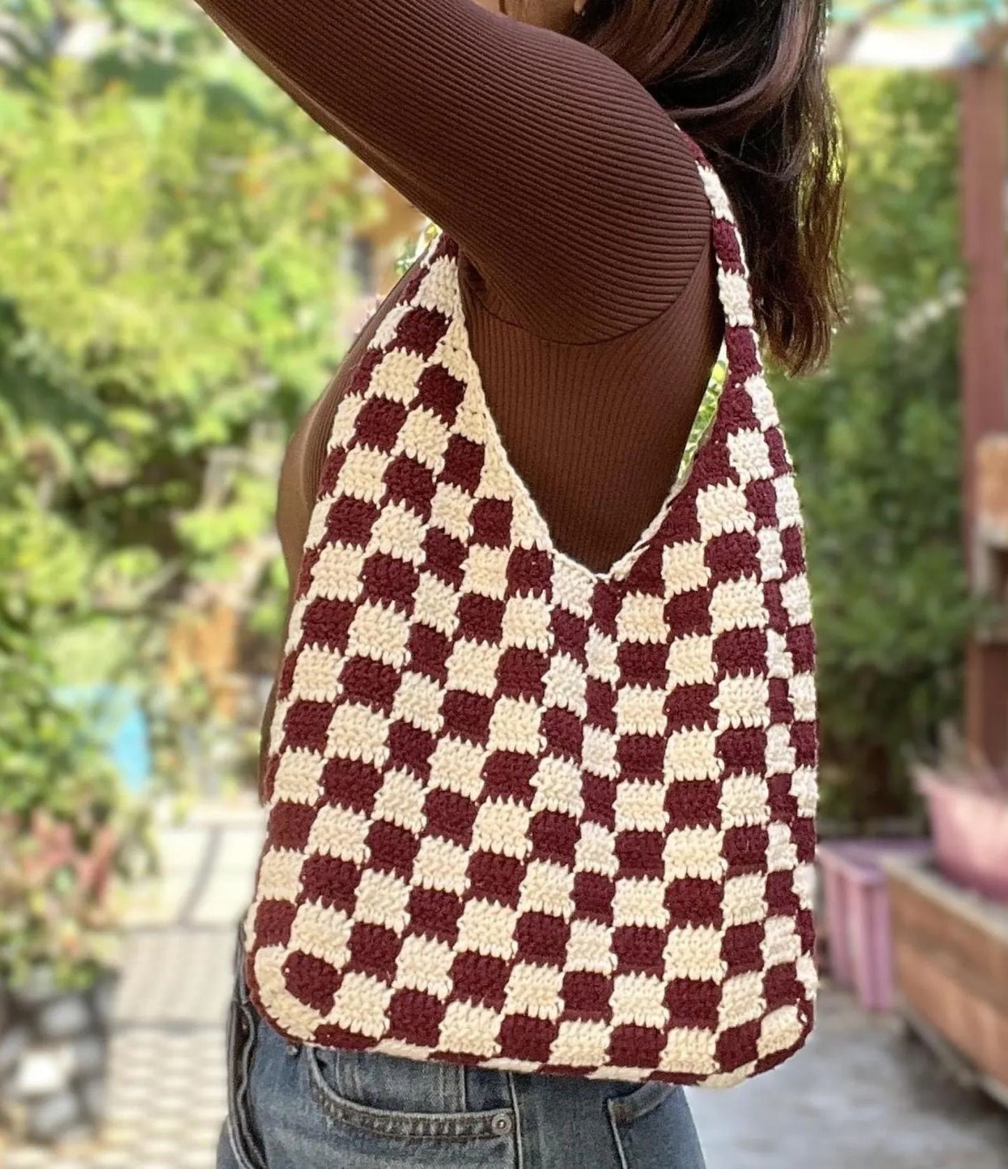 Crochet Checkered Tote Bag Pattern | PDF Pattern & Tutorial